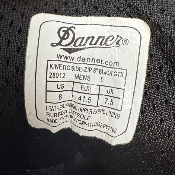 Danner Boots Men\'s 8 Black Kinetic Side Zip Black GTX Tactical Boots Waterproof main image 8